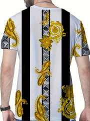 Paisley Pattern T shirt Men's Casual Street Style Stretch Tee Shirt For Summer