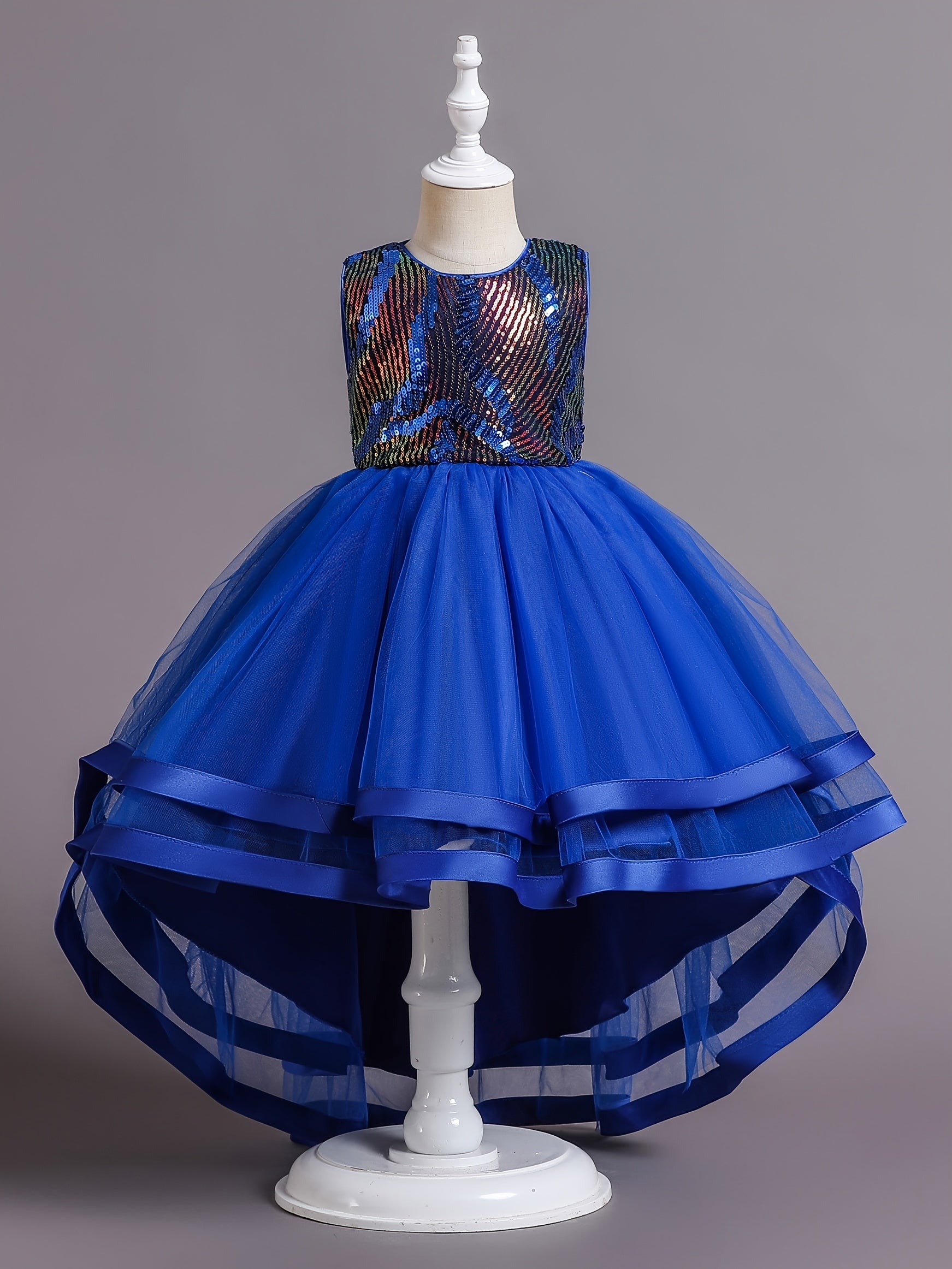 Girls Colorful Sequins Princess Dress Trailing Evening Dress