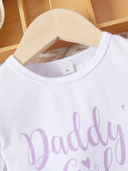 Toddler Baby Girls T Shirt Letter Print Round Neck Short Sleejsonves & Skirt Set