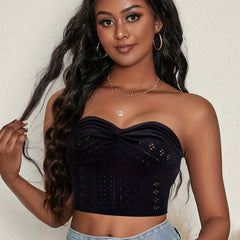 Women's Eyelet Tube Top Bandeau Crop Top