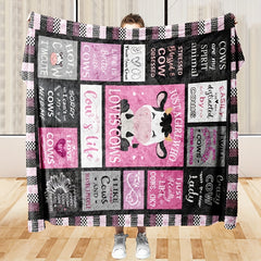 Winter Warm Flannel Cow Print Blanket Outdoor Camping Warm Throw Blanket
