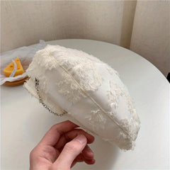 Chain Decor Tassel Beret Solid Casual Painter Hat Berets Cap For Women