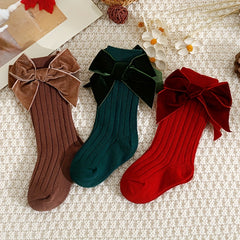 5 Pairs Baby Girl Bowknot Knee High Socks Spring Autumn