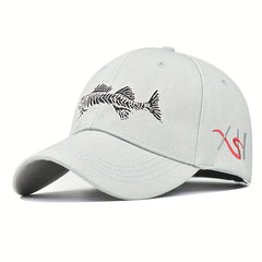 Fish Embroidery Peaked Cap Outdoor Fishing Baseball Cap For Men And Women