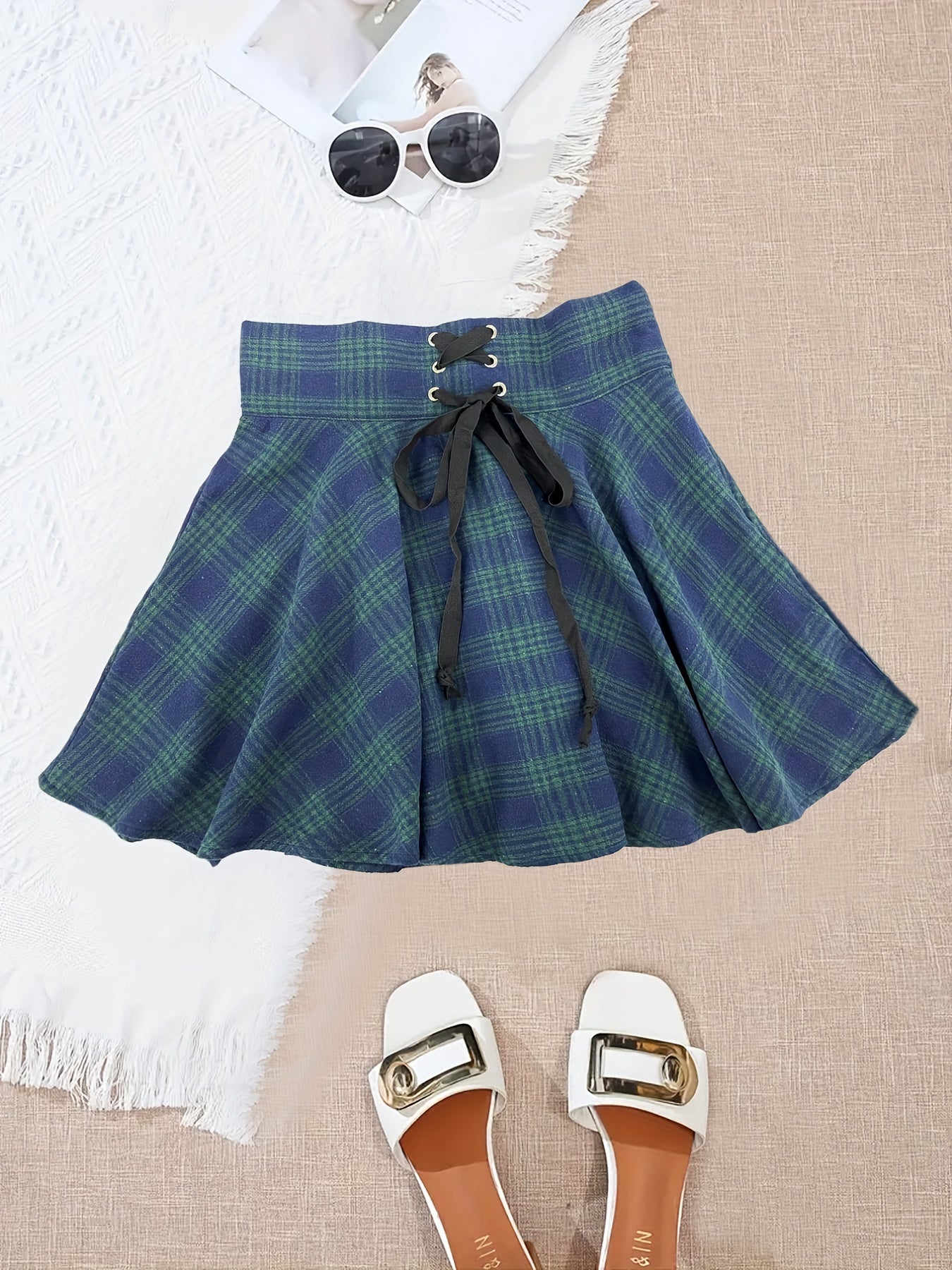 Y2K Summer Plaid Mini Skirt High Waist