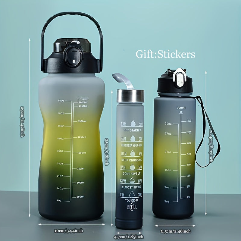 Gradual Water Bottle Set 3 Pieces with Straw for Home and Travel