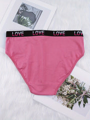 6pcs Mixed Letter Tape Briefs Comfy & Breathable Elastic Panties