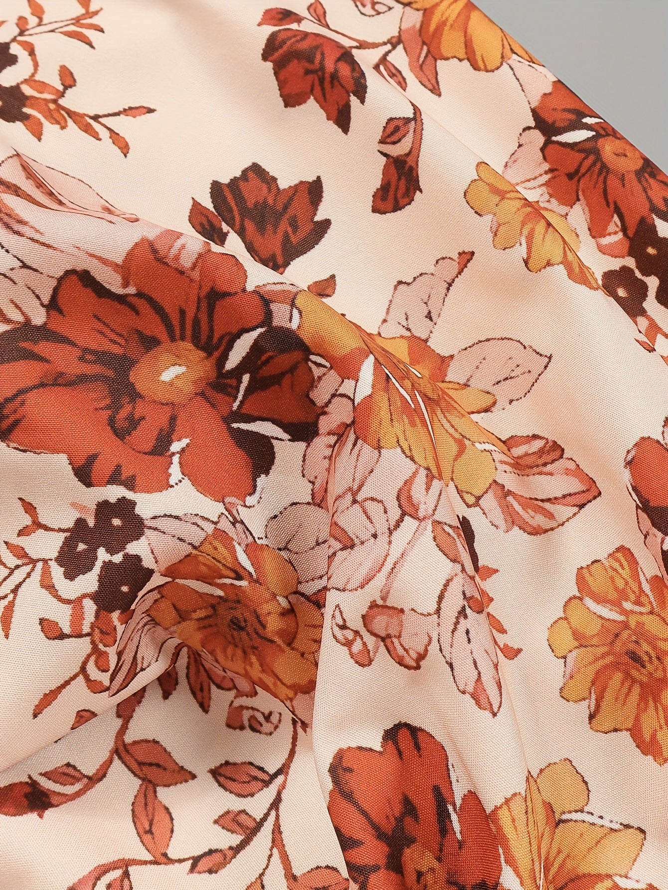Floral Print Button Up Long Sleeve Blouse