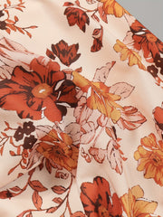 Floral Print Button Up Long Sleeve Blouse