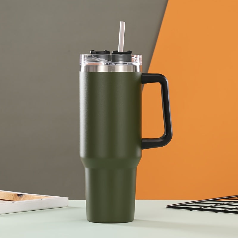 30oz Stainless Steel Vacuum Cup With Handle & Straw