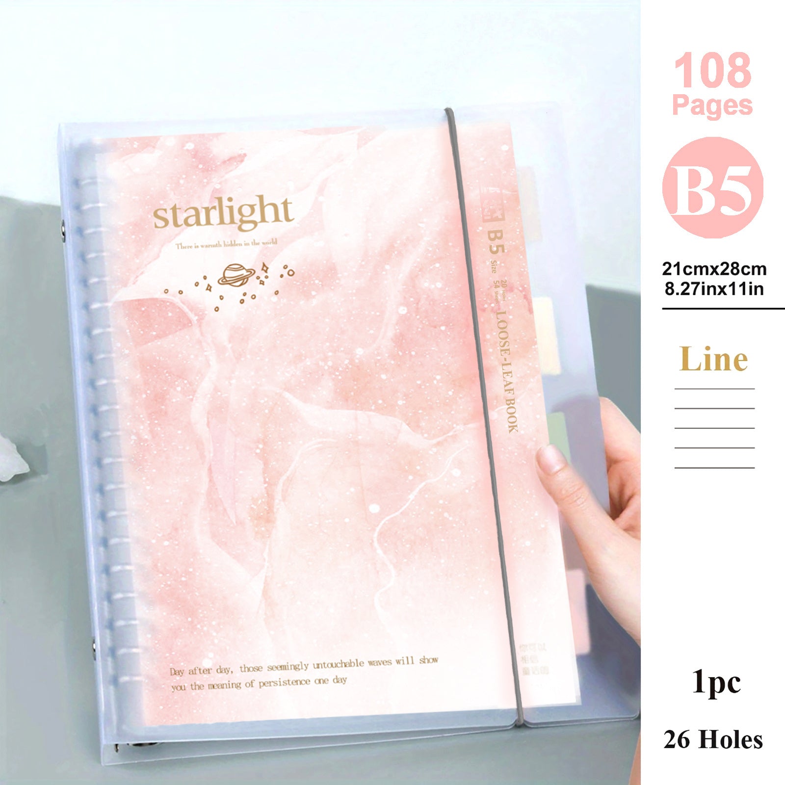 A5 B5 54 Sheets PP Multicolor Coil Loose leaf Notebook