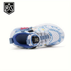 Boys Basketball Shoes, Lightweight Sneakers with Rotating Button