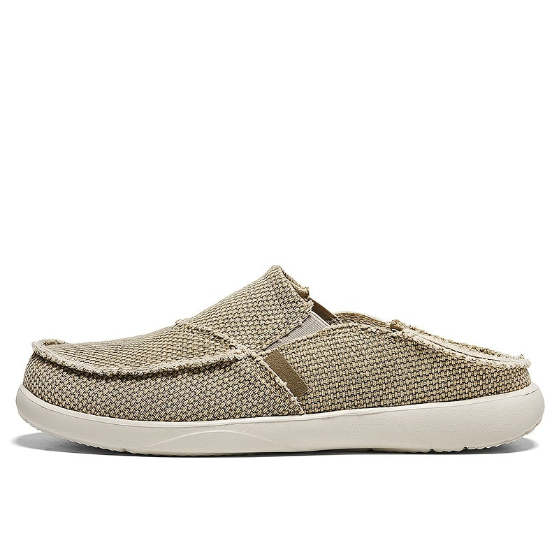Men's Canvas Slip On Mules Lightweight Comfortable Open Back Shoes