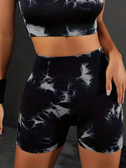 High Waist Tie Dye Yoga Shorts for Women Butt Lifting Leggings