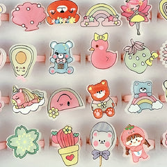 24pcs Cartoon Rings for Little Girls Assorted Cute Designs