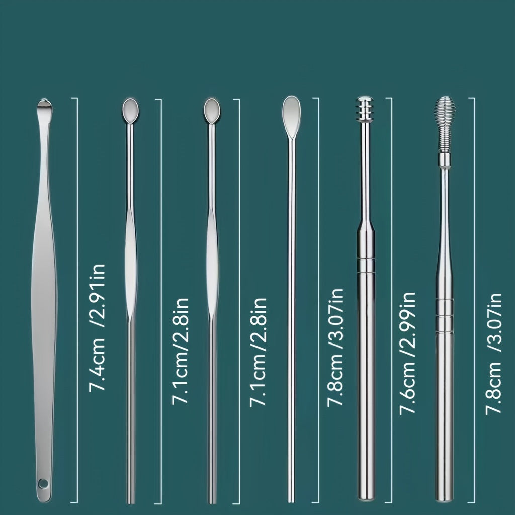 6pcs Ear Cleaning Spoon Set Earwax Picking Tool Tweezers Portable Cleaner