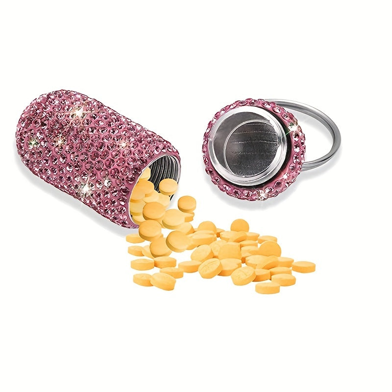 Waterproof Pill Holder with Keychain Bling Pill Box