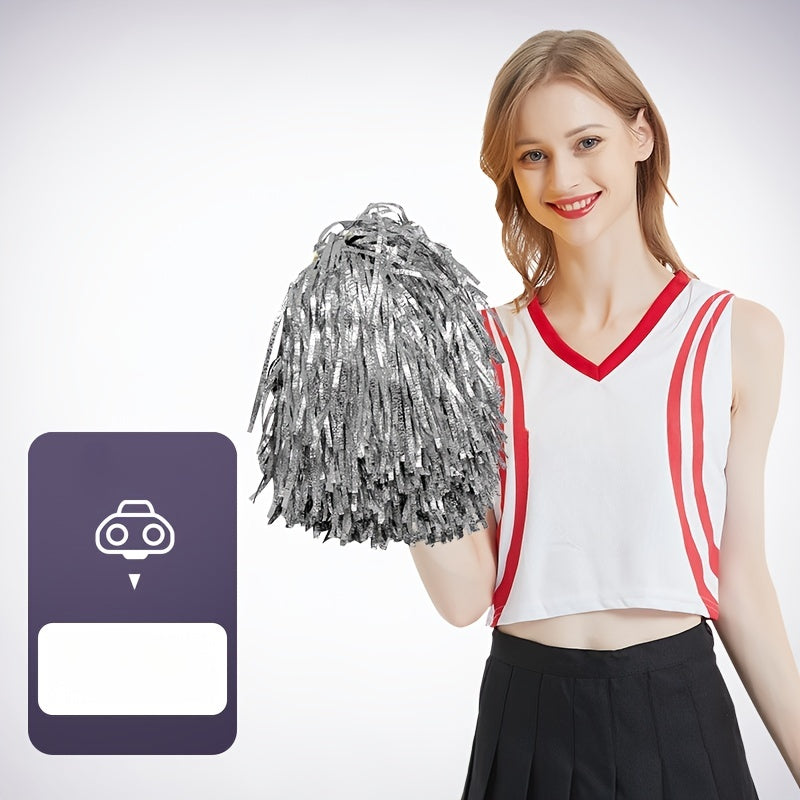 2pcs Cheerleading Pom Poms Durable Ring High Intensity Sports Competition