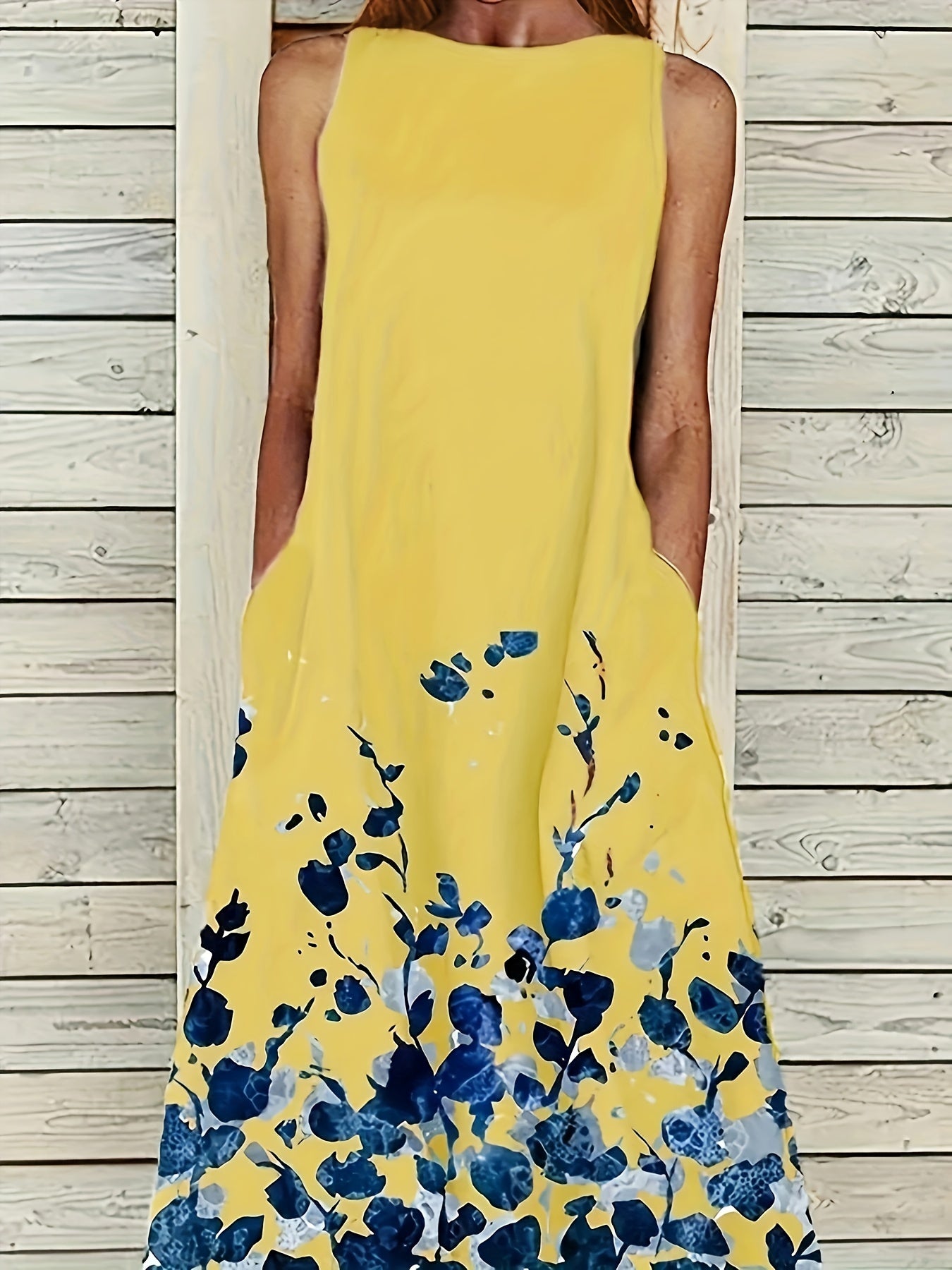Floral Print Tank Dress with Pockets