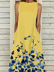 Floral Print Tank Dress with Pockets