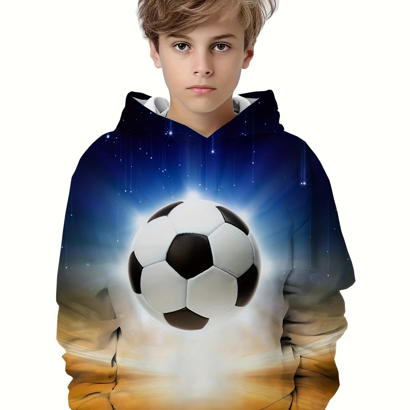 Football 3D Print Boy's Hoodie Kids Casual Long Sleeve Outdoor Clothes