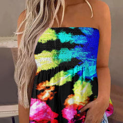 Tie Dye Backless Tube Top Strapless Summer Loose Tube Top