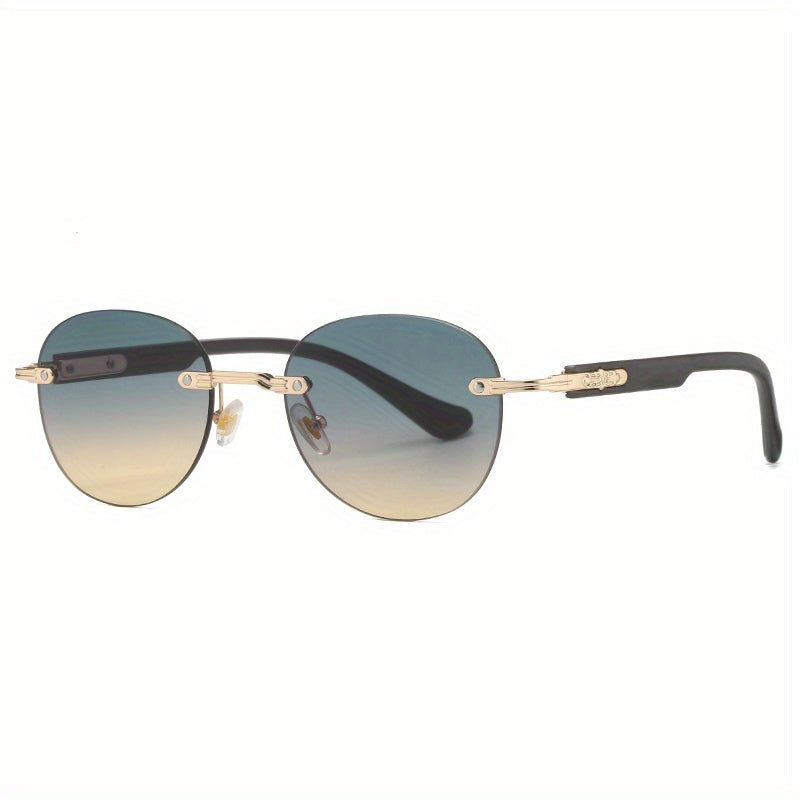 Round Rimless Sunglasses UV400 Gradient Glasses for Driving