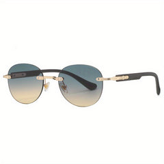 Round Rimless Sunglasses UV400 Gradient Glasses for Driving