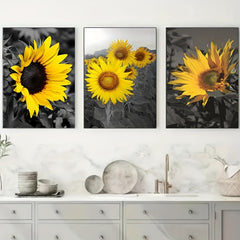 3pc Sunflower Wall Murals Art Prints and Yellow Canvas Paintings Flowers