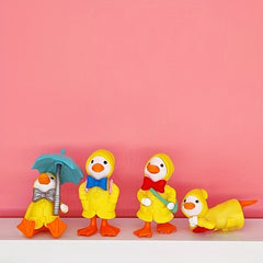 4pcs Mini Resin Ducks Statue Figurines for Garden Decor