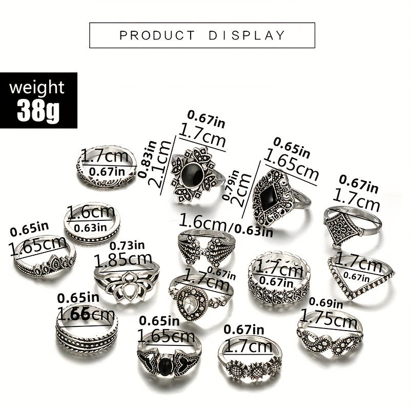 Retro Alloy Lotus Flower Hollow Finger Rings Set for Girls