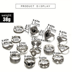 Retro Alloy Lotus Flower Hollow Finger Rings Set for Girls