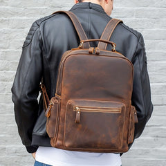 Vintage Retro Leather Backpack Casual Men's Women's Backpack