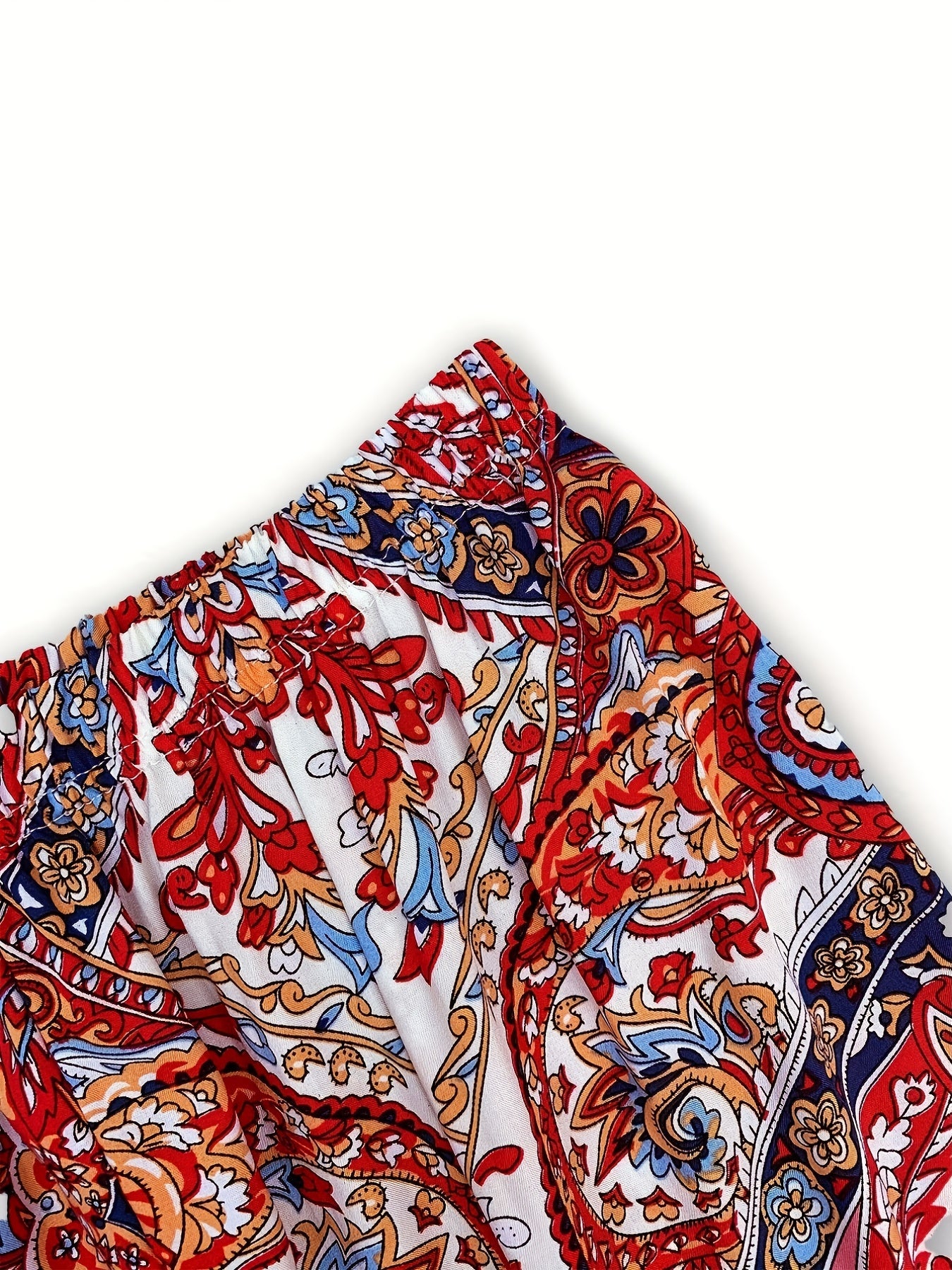 Ethnic Print Boho Elastic Waist Long Pants Women's Clothing