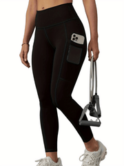 High Rise Tummy Control Running Leggings With Pockets