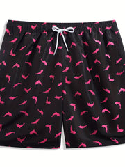 Dolphin Print Casual Drawstring Summer Beach Shorts