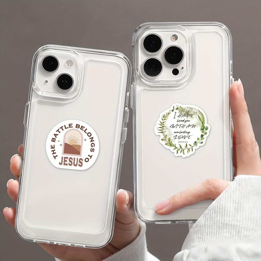 50pcs Bible Quotes Stickers Waterproof Stickers for Phone Case Laptop