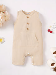 Baby Casual Plain Sleeveless Romper Jumpsuit