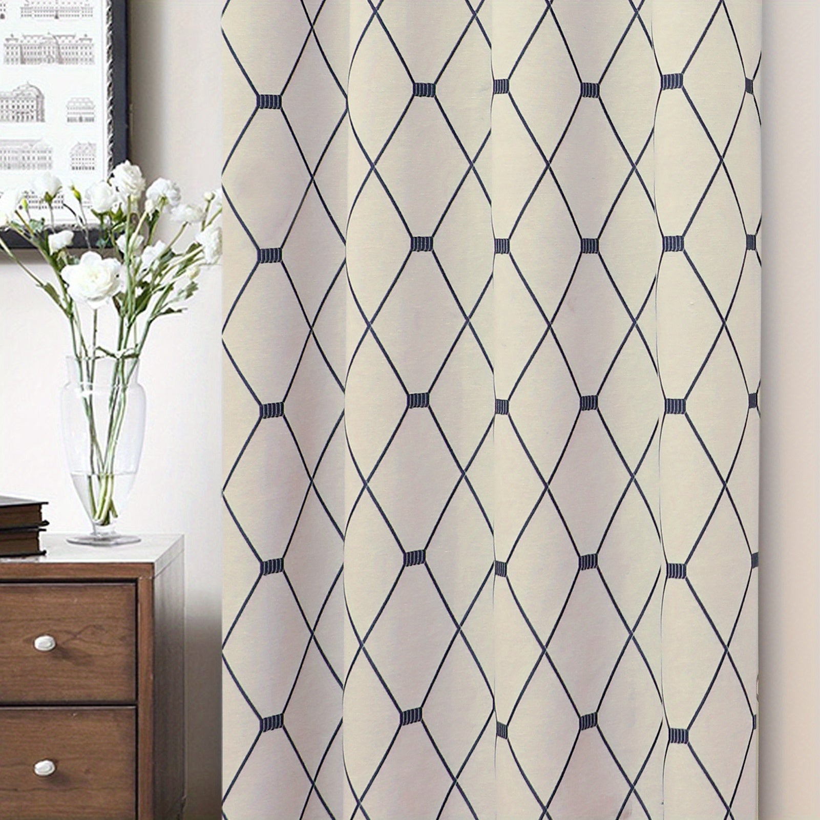 Wave Print Curtains Energy Saving Thermal Insulated Soundproof Curtains