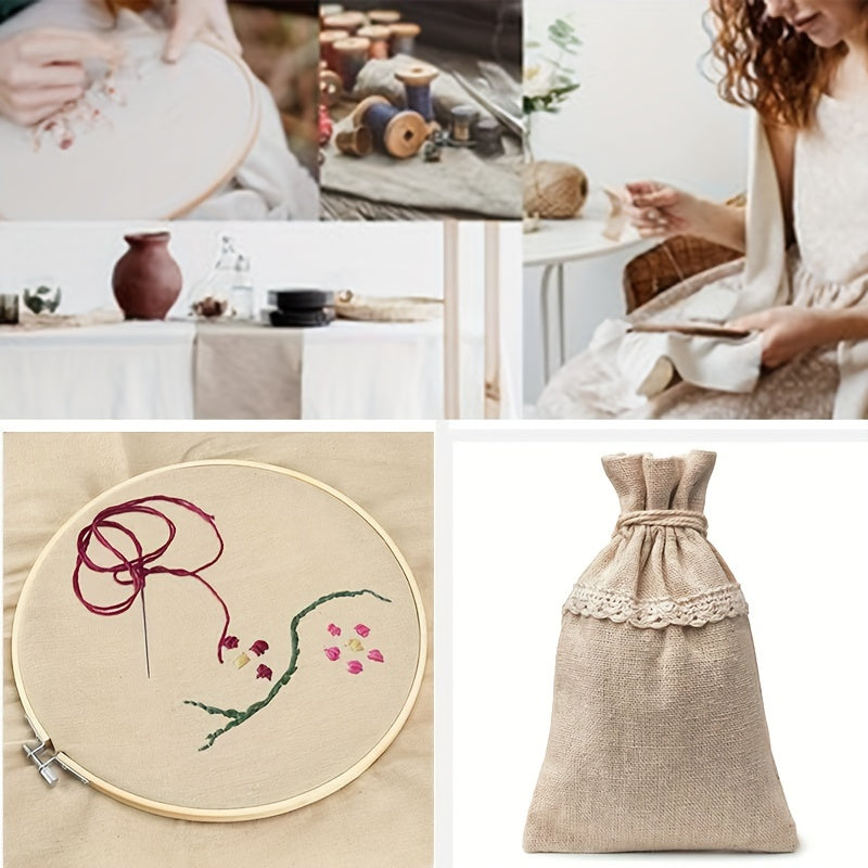 3pcs Large Linen Needlework Fabric For Crafts 62x48cm
