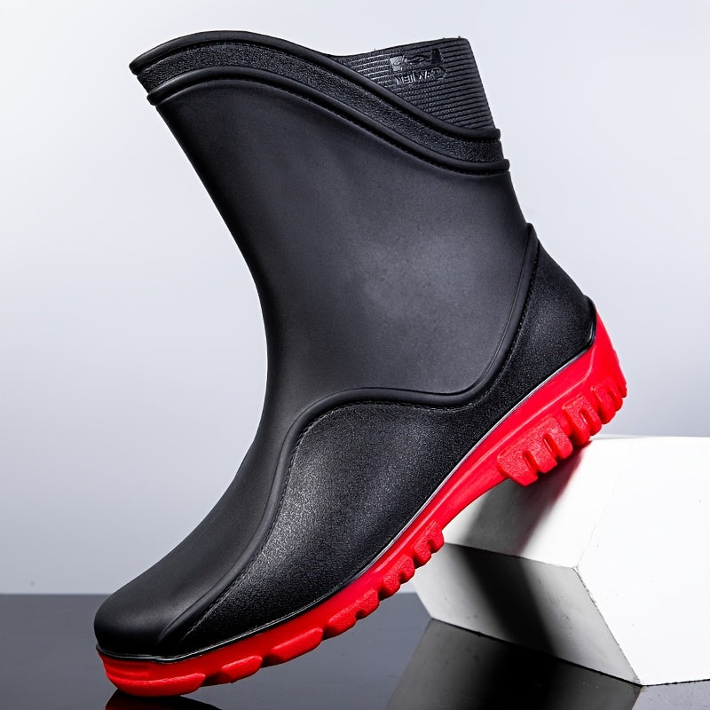 Men Rain Boots Wear Resistant Waterproof Non Slip Mid Top Rain Shoes