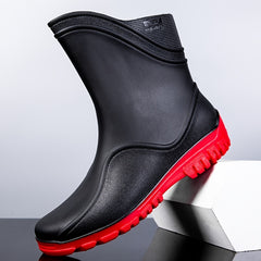 Men Rain Boots Wear Resistant Waterproof Non Slip Mid Top Rain Shoes
