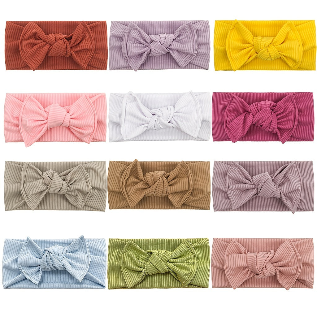 Elastic Bow Ribbed Wide Brim Headband Soft Comfortable