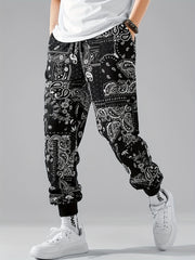 Paisley Pattern Print Drawstring Sweatpants Loose Fit Pants Men's Casual Joggers