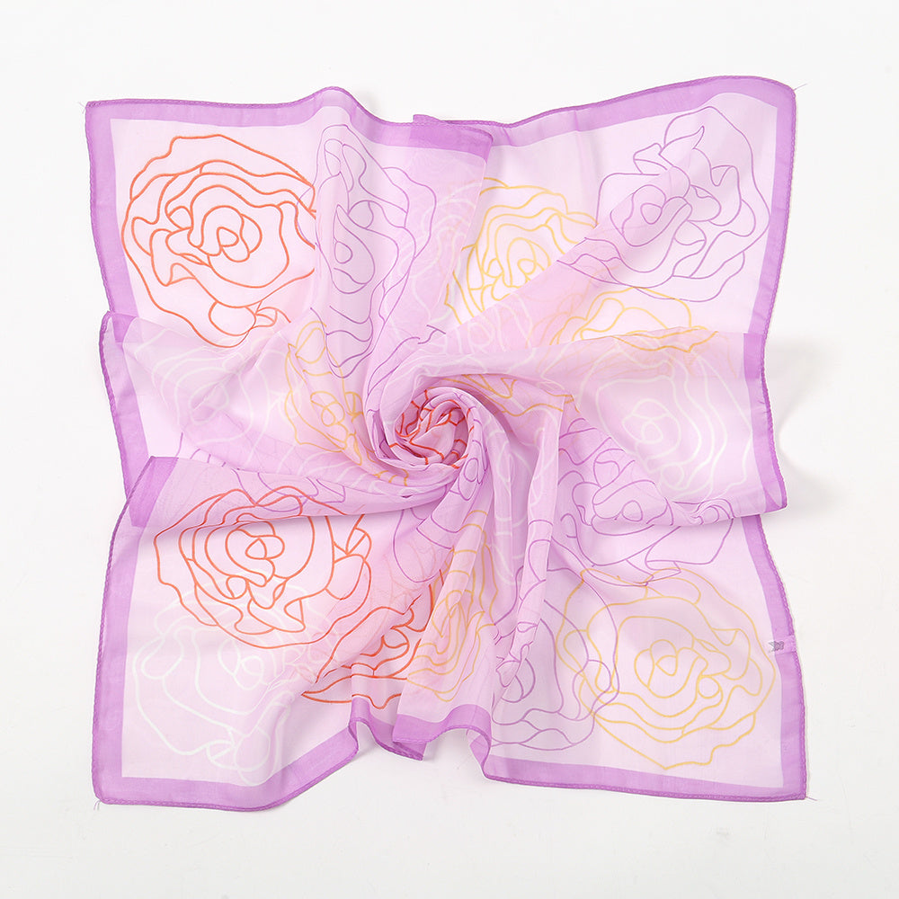 Chiffon Floral Print Scarf Silk Bandana Shawl Neckerchief Head Wrap