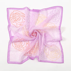 Chiffon Floral Print Scarf Silk Bandana Shawl Neckerchief Head Wrap