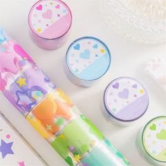 6pcs Candy Heart Star Waterproof Tapes DIY Crafts Gift Wrapping Scrapbooking