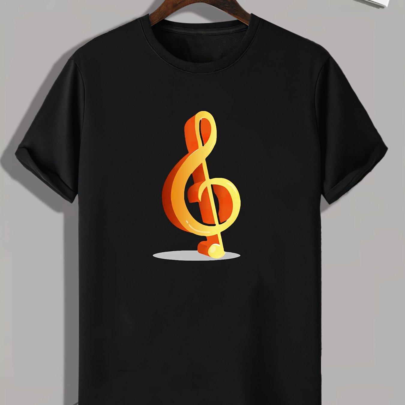 Music Note Pattern Print Men's Sports T-shirt