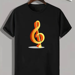 Music Note Pattern Print Men's Sports T-shirt