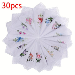 Embroidered Square Scarf Lightweight Lace Handkerchief Unisex